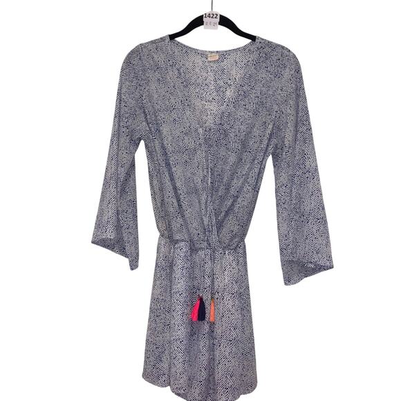 Sure Gypsy Pants - Romper, V-neck, Long Sleeve, Tie Front, Sure Gypsy, M, Blue, White